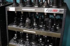 Huot 50 Taper Super Tower Tool Shelf w 3 24 Station Shelves- Loaded with Cat 50 Taper Tool Holders