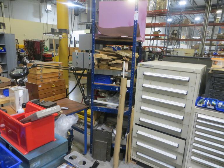 Shelving Unit w 5 Shelves & Contents