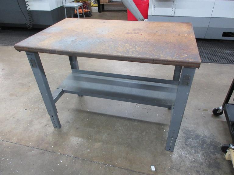 Uline Work Bench with Wood Top and Lower Shelf