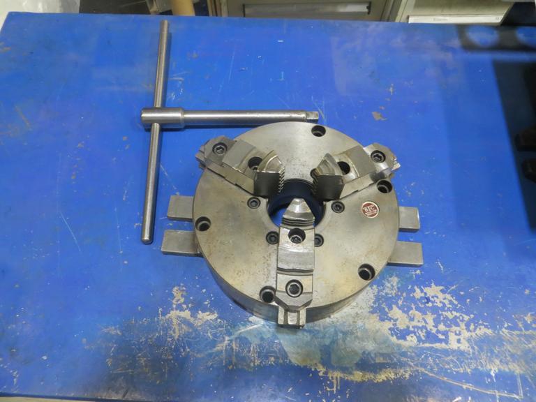 BTC 8" 3 Jaw Chuck w Welded Table Hold Downs w Wrench