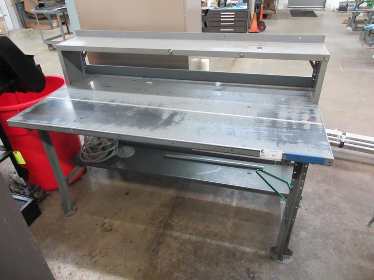 Metal Top Workbench with Upper and Lower Shelf