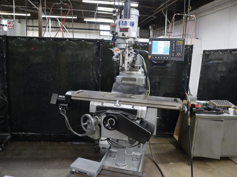 Sharp TMV-DVS Acu-Rite MillPWR 2-Axis CNC Vertical Knee Mill, Power Quill Feed, Power Drawbar