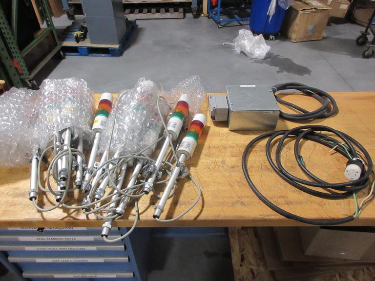 Machine Status Beacons Patlite (12) & Plug Box w/ 250V 3&4 Prong