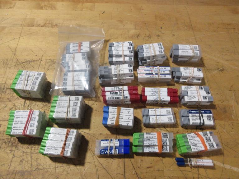 Solid Carbide Cutters, End Mills, Drills, Key Cutters, Chamfer Cutters, Various Brands, Small Diameters 1/8-1/4" Shanks