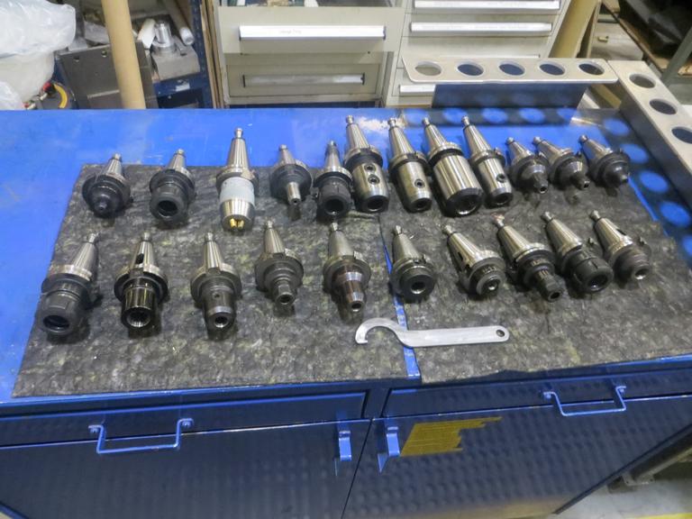 Cat 40 Taper Tool Holders (22) Including ER32, E16 Tool Holders, End Mills, and More