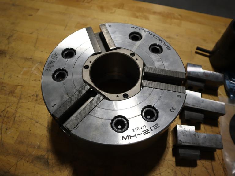 Samchully MH-212 12" Mega-Bore Open-Center Hydraulic Chuck With Blank Draw  Nut; 103 Mm Thru Hole, 10.6Mm Dia, 3000 Max Rpm W/ Jaws **BRAND NEW!!**