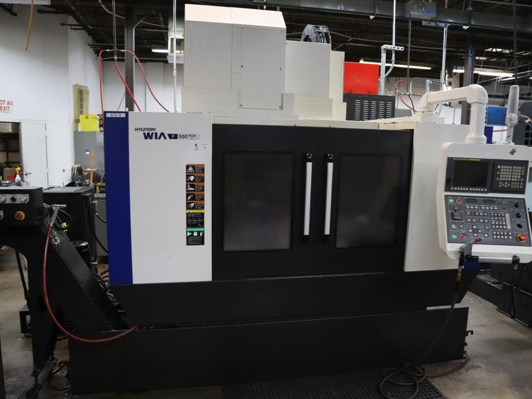 Hyundai Wia F500 Plus CNC Vertical Machining Center, 10K Spindle, 30 Station SMTC, Chip Conveyor, High Pressure Coolant System