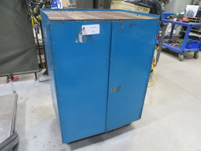 Metal Cabinet, 2 Door on Casters W Contents