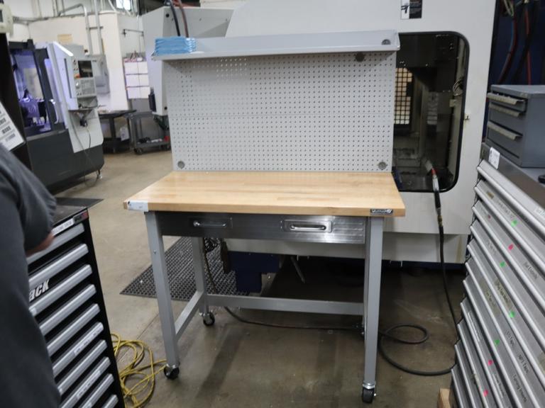 Portable Work Bench with Maple Top, Upper Shelf, Drawer, Work light