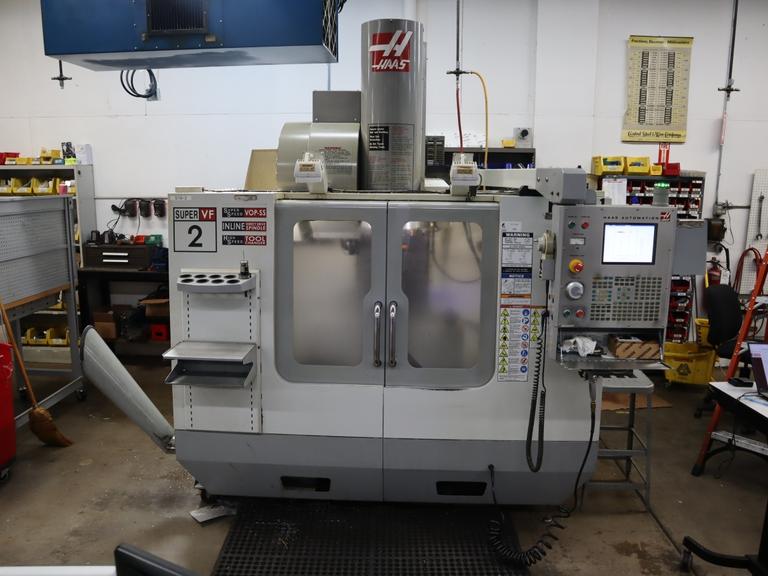 Haas VF-2SS CNC Vertical Machining Center, 12K Spindle, 4th Axis Brushless Drive with SHRT-160H Rotary Table, 24 Station SMTC, Probing, Chip Auger 