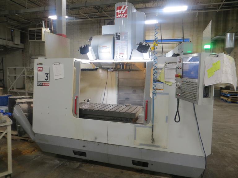 Haas VM-3 CNC Vertical Machining Center w 4th & 5th Axis Brushless Drives, 24+1 ATC, Chip Auger - New Haas Control Installed in 2018