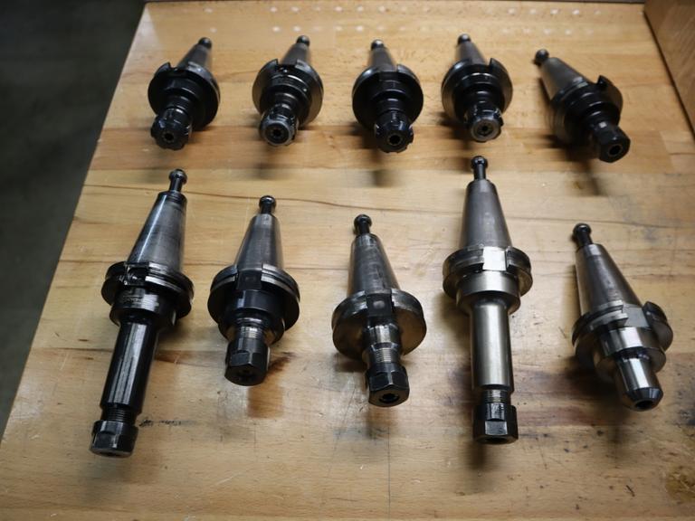 Ct 40 Taper Tool Holders (9) ER16 Collet Holders, (1) End Mill Holder