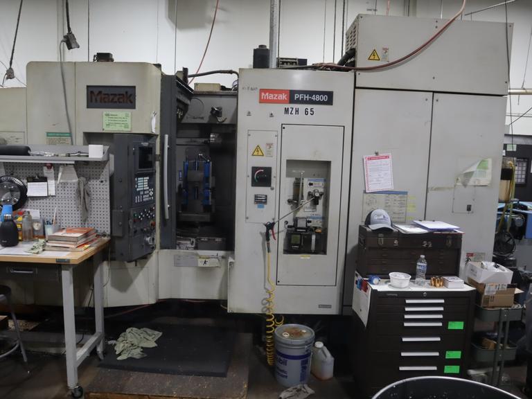 Mazak PFH-4800 CNC Horizontal Machining Center, Mazatrol 640M Control, (2) 400mm Pallets, CT40, 80 ATC,  .001 Degree Index, 2 Station Pallet Changer - NOT CURRENTLY OPERATIONAL
