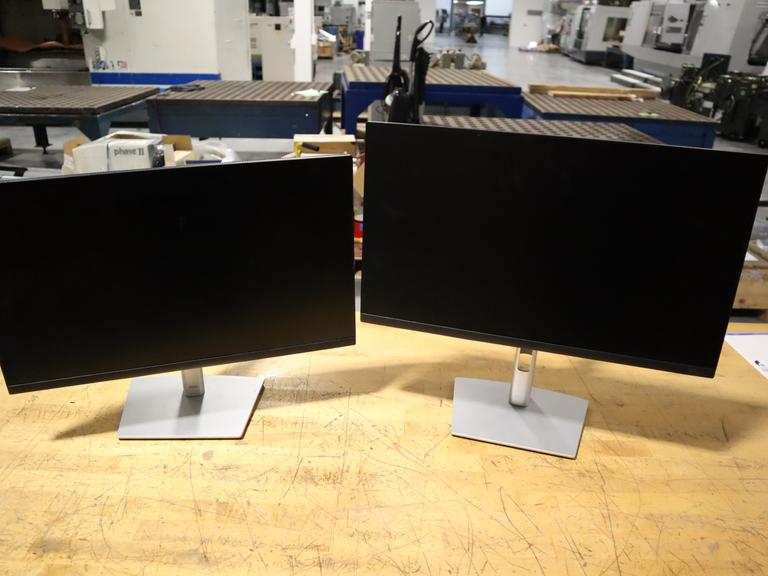 Dell 24" Monitors (2) on Swivel/Height Adjustable Stands, *No Power or Connector Cables*