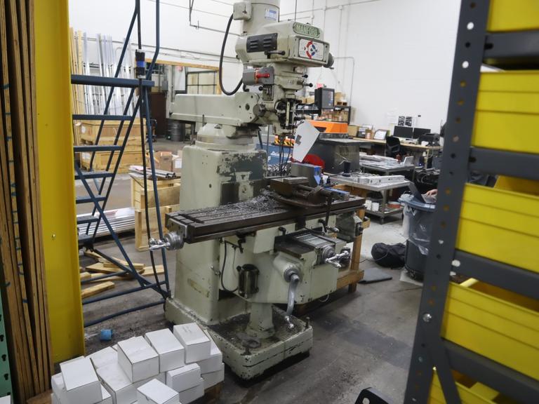 Manford Model 1F-460VS Vertical Knee Mill, X-Axis Powerfeed, Power Quill Feed and Handle, Knee Handle (Newall 2-Axis DRO NOT Operational) 