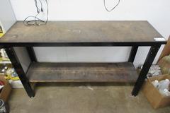 Metal 2 Shelf, Shelving Unit with Wood Top