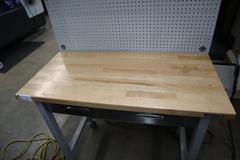 Portable Work Bench with Maple Top, Upper Shelf, Drawer, Work light