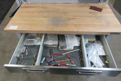 Portable Work Bench with Maple Top, Upper Shelf, Drawer, Work light