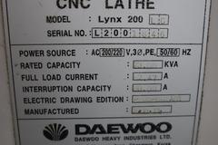 Daewoo Lynx 200LC CNC Turning Center, 8" 3-Jaw Chuck, 10 Station Turret, Tool Presetter, Tailstock, Chip Conveyor, Parts Catcher