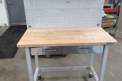 Portable Work Bench with Maple Top, Upper Shelf, Drawer, Work light