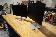 Dell 24" Monitors (2) on Swivel/Height Adjustable Stands, *No Power or Connector Cables*