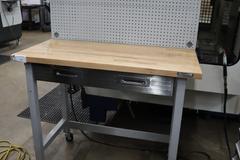 Portable Work Bench with Maple Top, Upper Shelf, Drawer, Work light