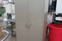 2 Door Metal Storage Cabinet with 6 Adjustable Shelves, with Contents of Lathe Jaws