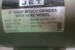 Jet JBG-8W 8"  Double End Pedestal Grinder w Wire Wheel