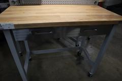 Portable Work Bench with Maple Top, Upper Shelf, Drawer, Work lighy