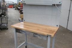 Portable Work Bench with Maple Top, Upper Shelf, Drawer, Work light