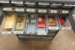 Carbide Lathe Turning Inserts, Many New, Lots of Types in Plastic Multi Bin Organizer