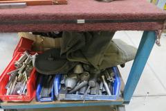 Heavy Duty 38" x 38" Cart Portable On Casters w Large Assortment of Hand Tools AND More!