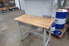Portable Work Bench with Maple Top, Upper Shelf, Drawer, Work light
