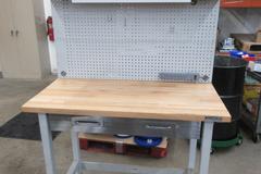 Portable Work Bench with Maple Top, Upper Shelf, Drawer, Work light