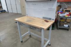Portable Work Bench with Maple Top, Upper Shelf, Drawer, Work light