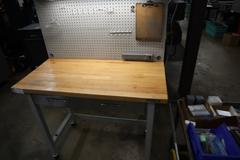 Portable Work Bench with Maple Top, Upper Shelf, Drawer, Work light