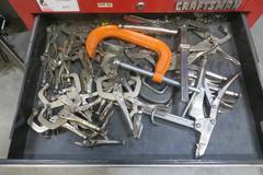 Craftsman Rolling Cart Tool Box w Contents of Clamps, Air Tools AND More