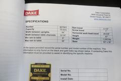 Dake 75H Hand Operated Hydraulic H-Frame Shop Press, 75 Ton,