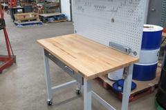 Portable Work Bench with Maple Top, Upper Shelf, Drawer, Work light