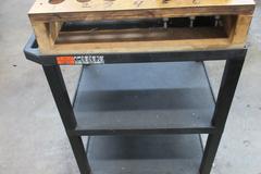 CAT40 ER16 Collet Tool Holders on Rolling Uline 3 Shelf Plastic Cart