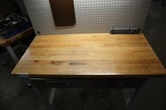 Portable Work Bench with Maple Top, Upper Shelf, Drawer, Work light