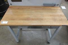 Portable Work Bench with Maple Top, Upper Shelf, Drawer, Work light