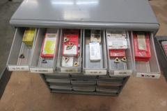 Carbide Lathe Turning Inserts, Many New, Lots of Types in Plastic Multi Bin Organizer