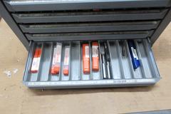 Huot 5 Drawer Drill Index with Contents of Small Solid Carbide Boring Bars, Many are New