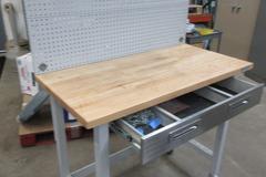 Portable Work Bench with Maple Top, Upper Shelf, Drawer, Work light