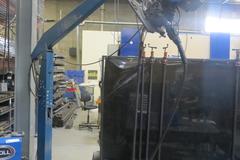 Miller XMT 304 CC/CV Multiprocessor Welder W Miller S52A Continuous Feed On Adjustable Boom