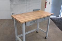 Portable Work Bench with Maple Top, Upper Shelf, Drawer, Work light