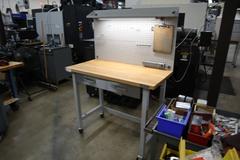 Portable Work Bench with Maple Top, Upper Shelf, Drawer, Work light
