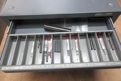 Huot 5 Drawer Drill Index with Contents of Small Solid Carbide Boring Bars, Many are New