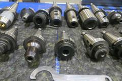 Cat 40 Taper Tool Holders (22) Including ER32, E16 Tool Holders, End Mills, and More